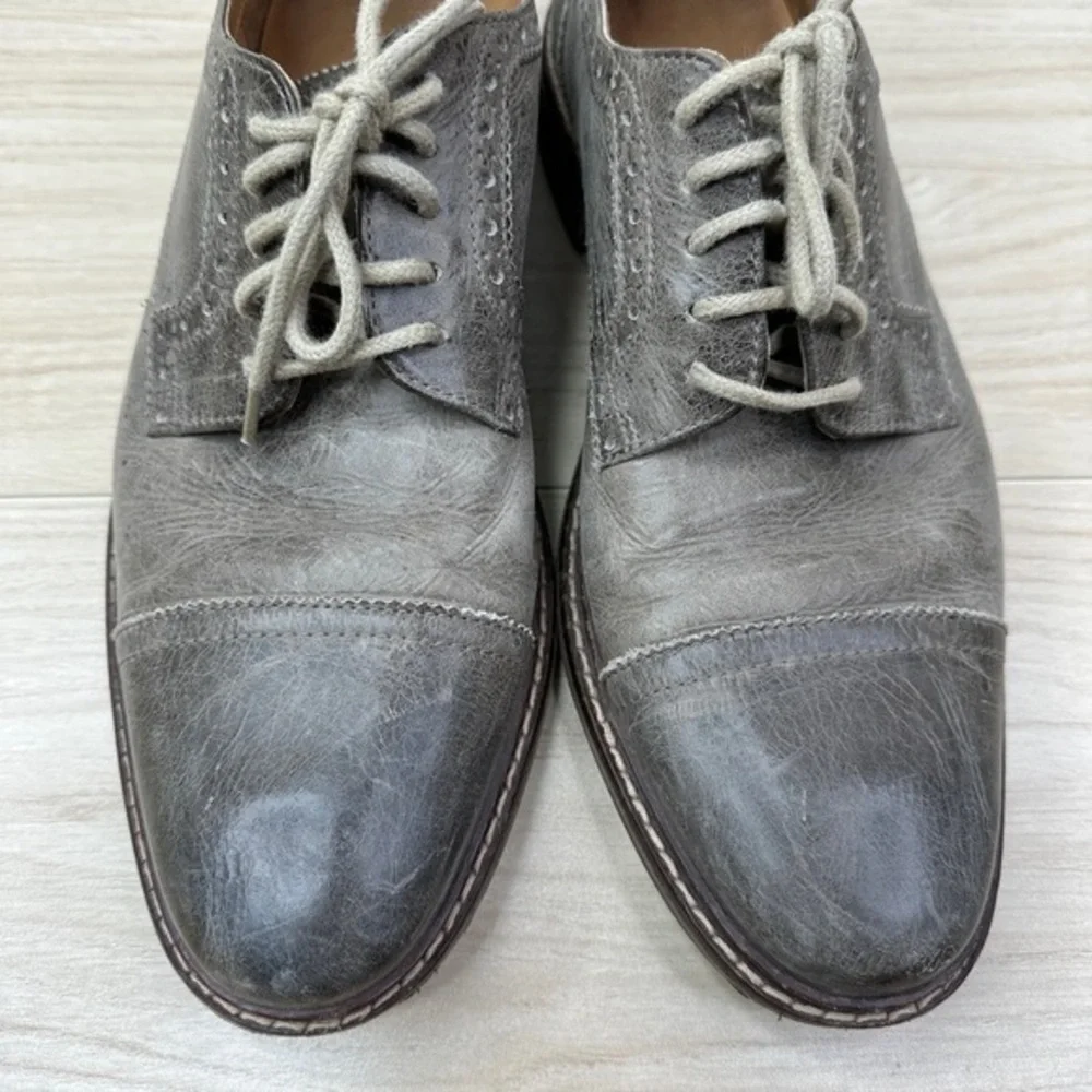 Cole Haan Shoes Men Size 9M Gray Colton Leather Cap Toe Lace Oxford Brogue Dress
